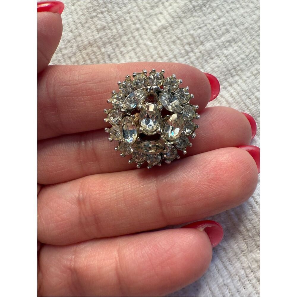 Vintage 1950s Old Money Tiered Crystal Dome Patent Pending Brooch